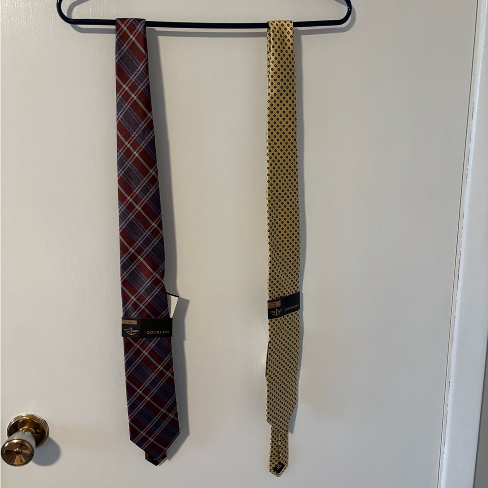 Dockers Red Plaid and Yellow Dotted Ties